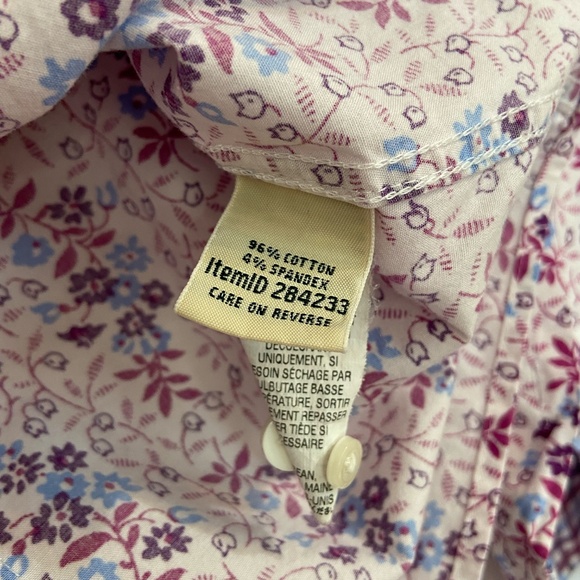 Women's LL bean floral button down long-sleeved shirt~small~white, pink, blue - Picture 6 of 7